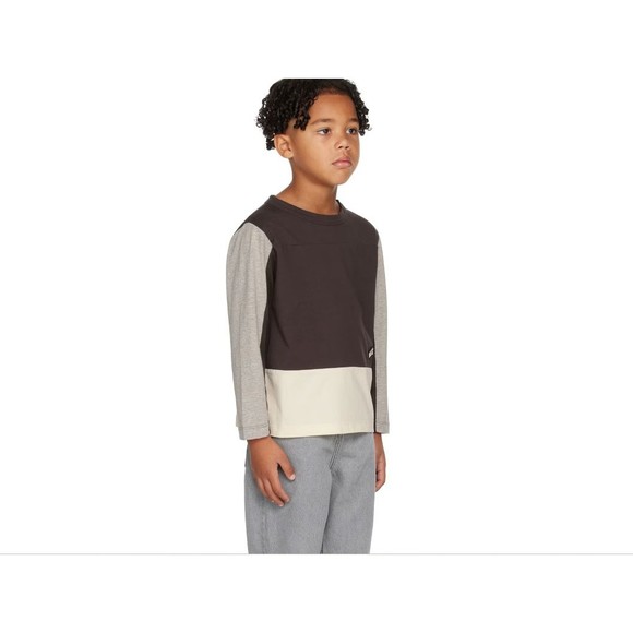 WYNKEN Kids Unisex Brown & Gray Tri-Line Colorblock Long Sleeve T-Shirt\ 6Y 4Y - Picture 3 of 11